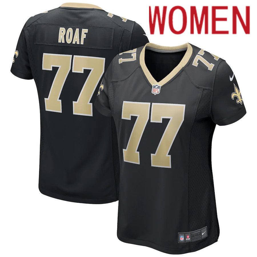 Women New Orleans Saints #77 Willie Roaf Nike Black Game Retired Player NFL Jersey->women nfl jersey->Women Jersey